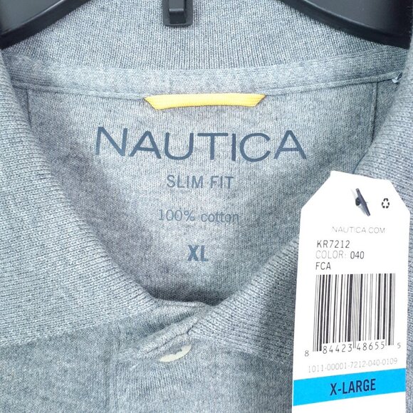 Nautica Mens Polo Shirt XL Short Sleeve Slim Fit Gray 711 - Picture 3 of 4
